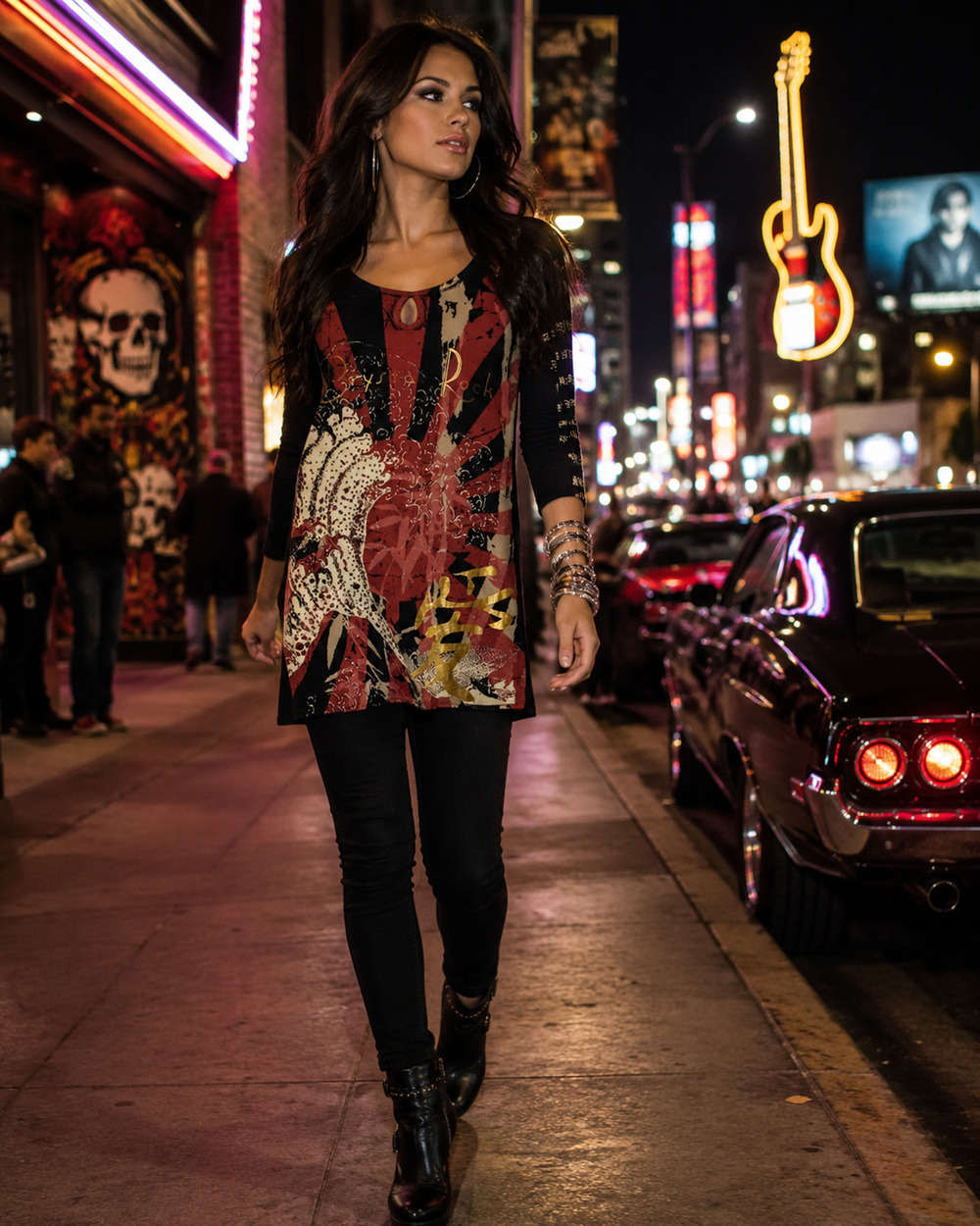 NWT Crystal Rock Christian Audigier Tuni Tsunami Tunic Top M Limited #774/1000